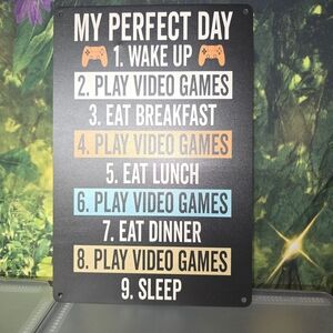 Gaming Themed Metal Sign - Black